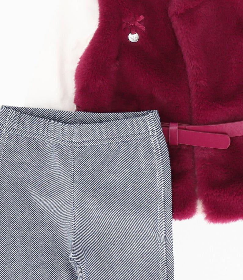 Conjunto bebé de chaqueta, polera y calzas burdeo Limonada-3