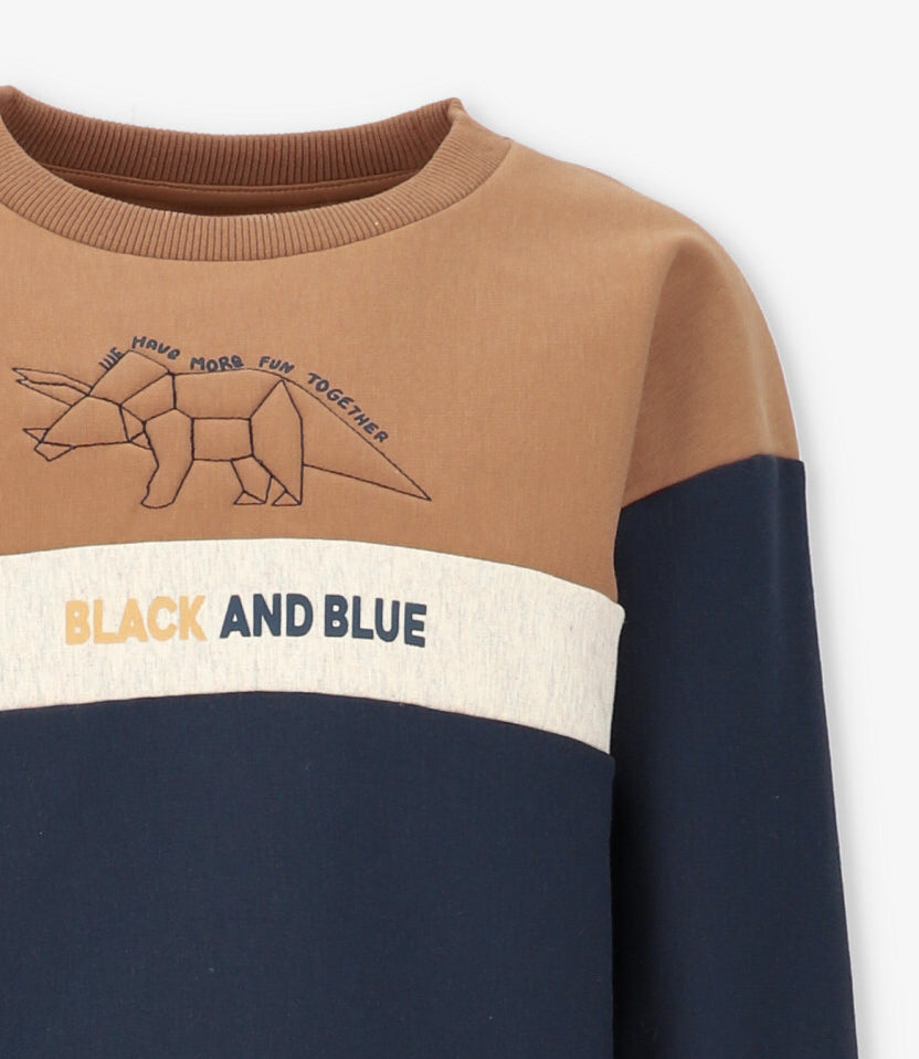Buzo niño con dinosaurio camel Black and blue-3