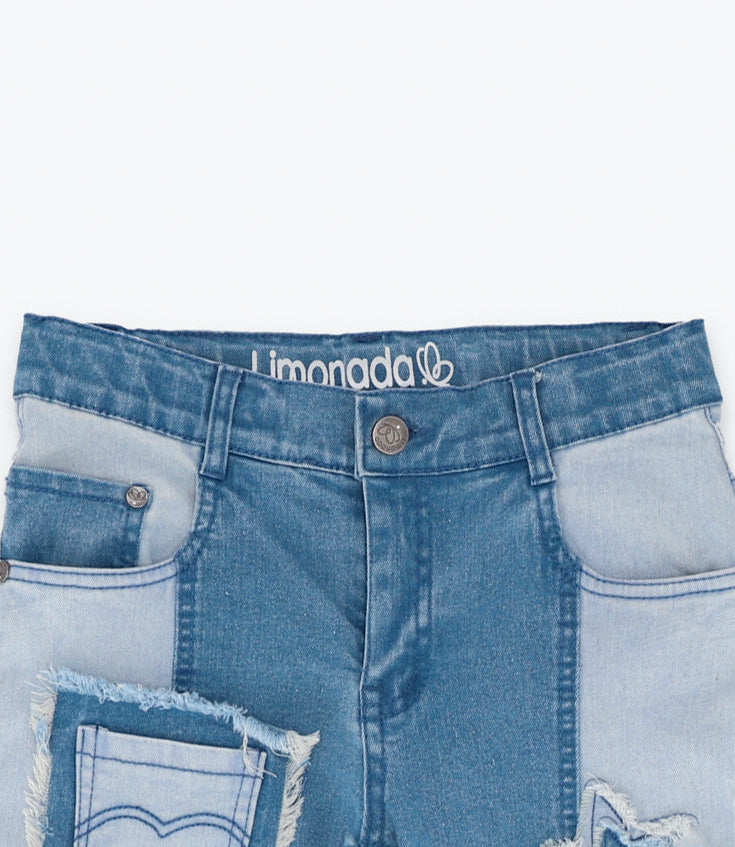 Jeans niña con estrellas denim celeste Limonada-3