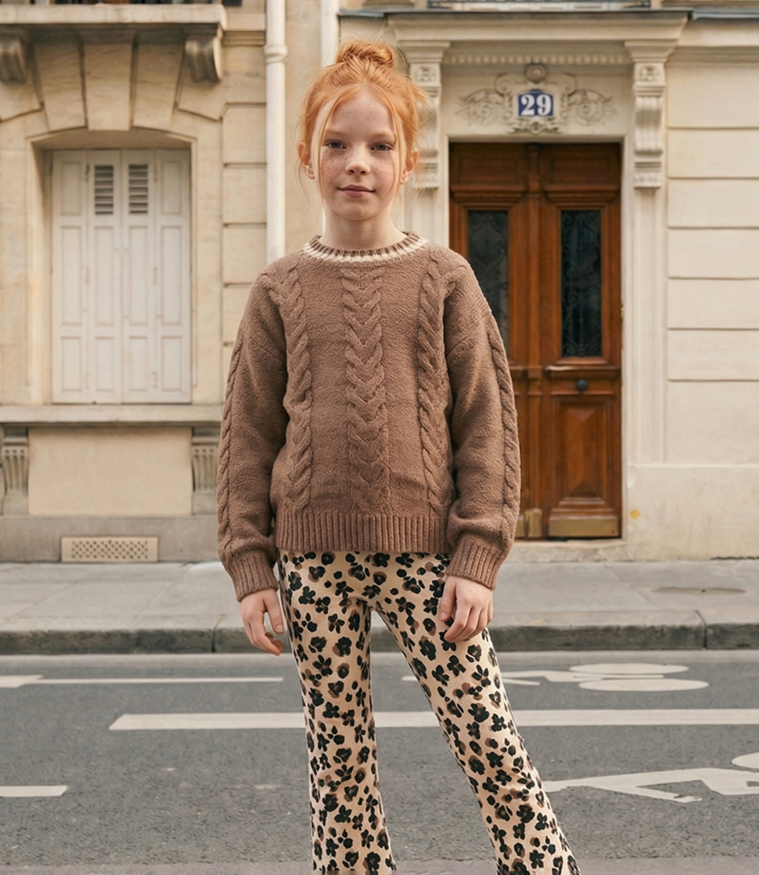 Conjunto niña animal print camel Limonada-0