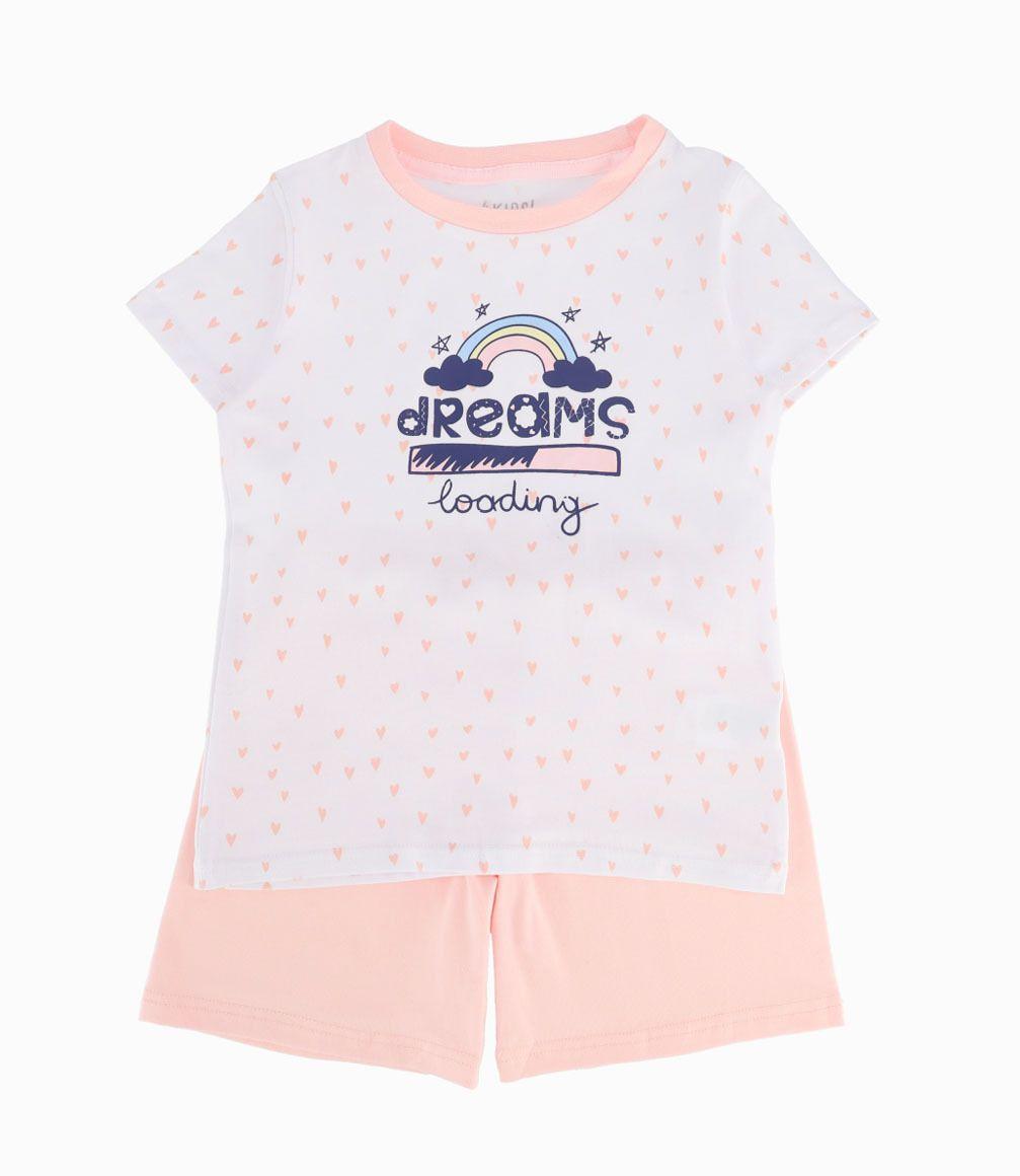 Pijama Con Arcoiris Niña Blanco 4 Kids-0