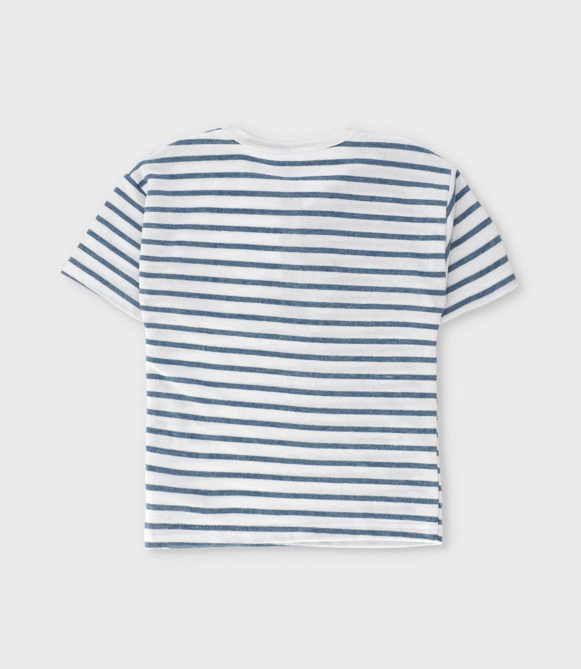 Polera manga corta niño con rayas crudo Black and Blue-2