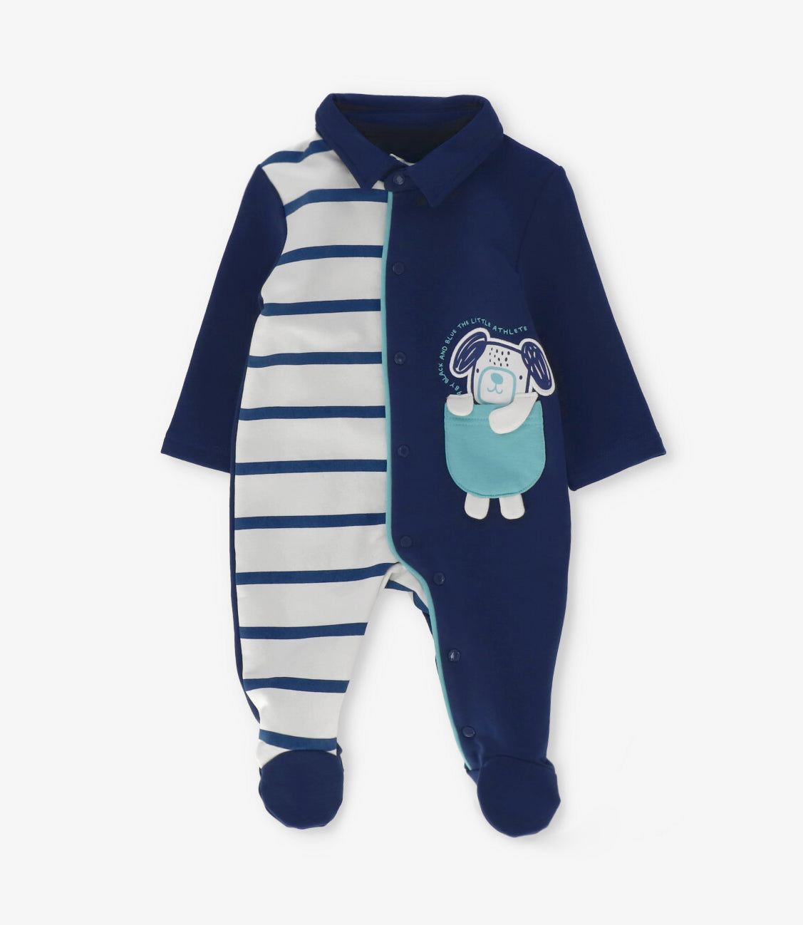 Enterito recién nacido con rayas azul piedra Black and Blue-0