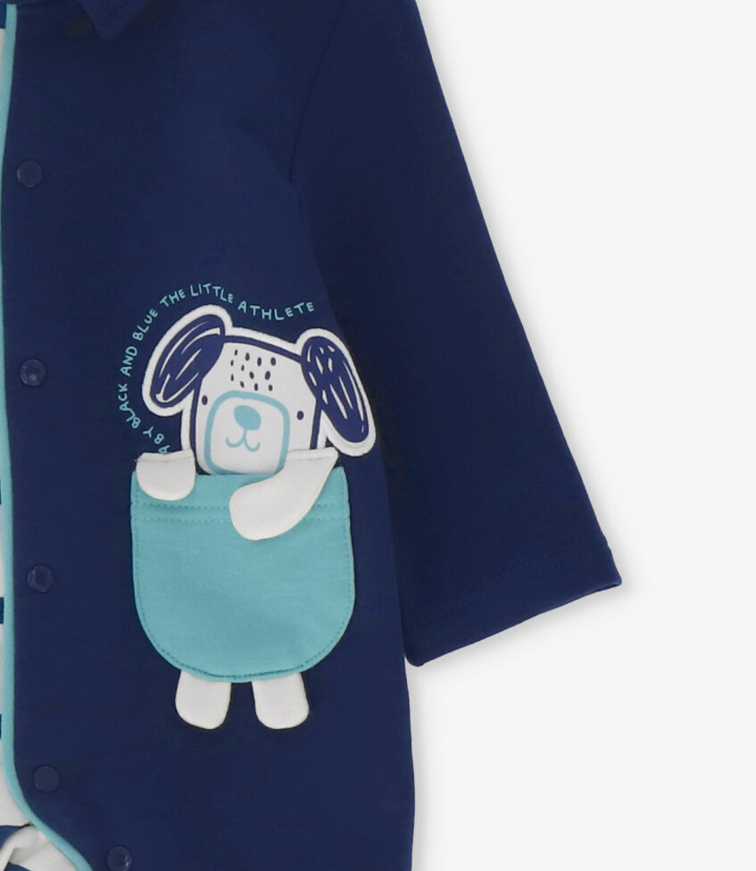 Enterito recién nacido con rayas azul piedra Black and Blue-2