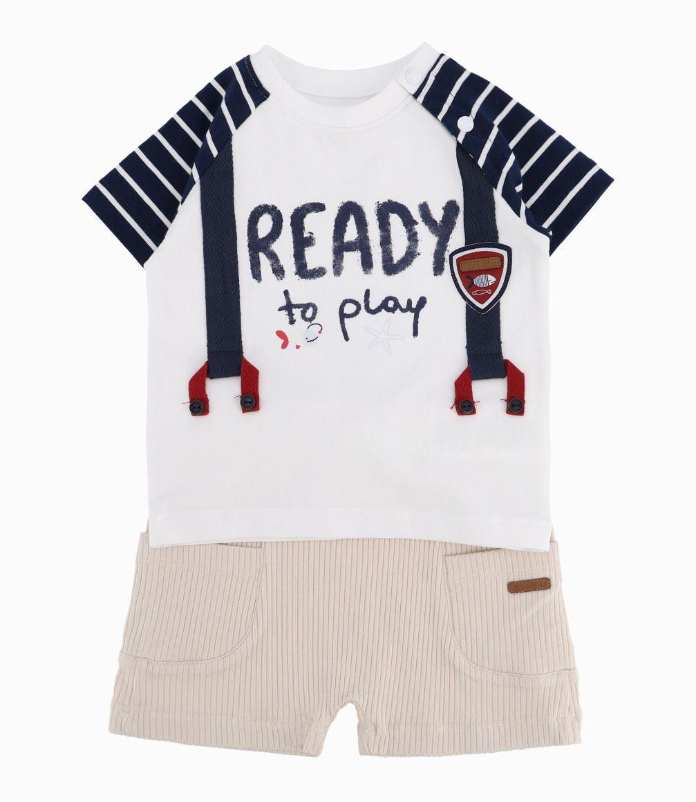 Conjunto Recién Nacido De Polera Y Bermudas Beige-0