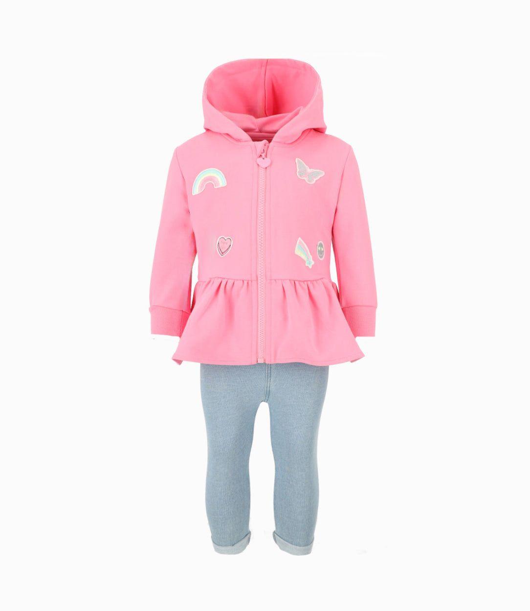 Conjunto bebé de polerón y calzas Rosado 4 Kids-0