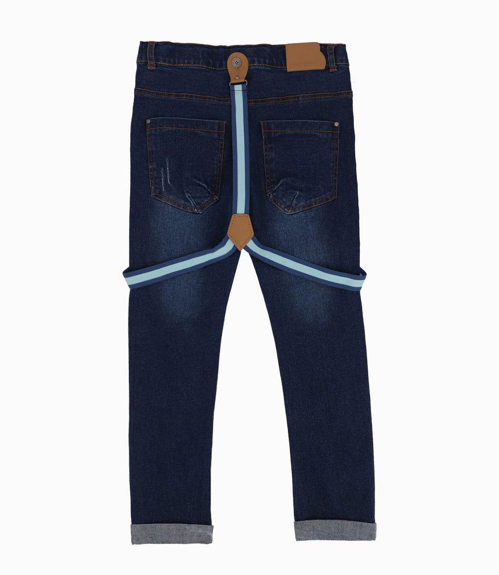 Jeans Niño Con Suspensores Denim Azul-7