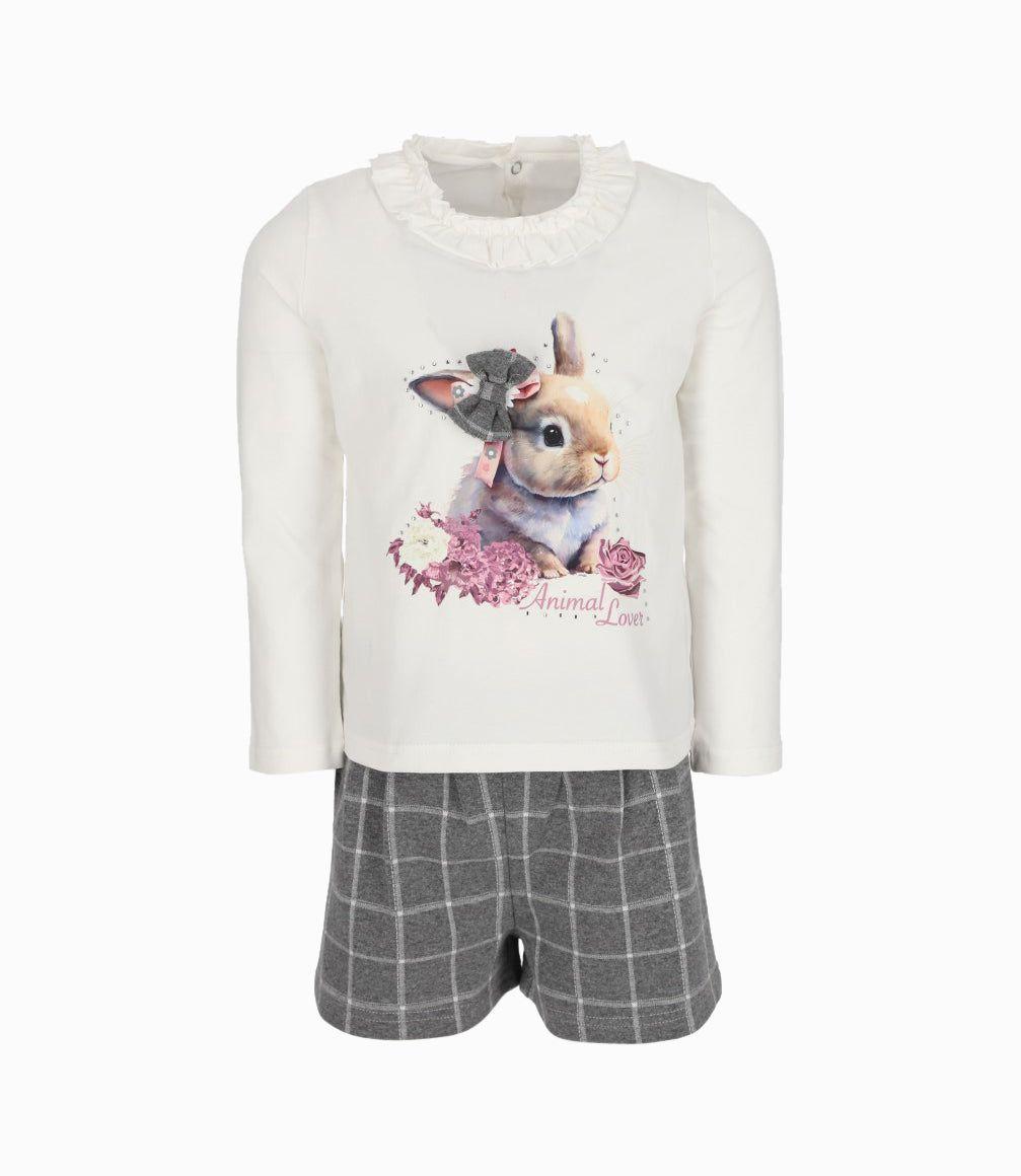 Conjunto niña de polera y shorts gris Limonada-0