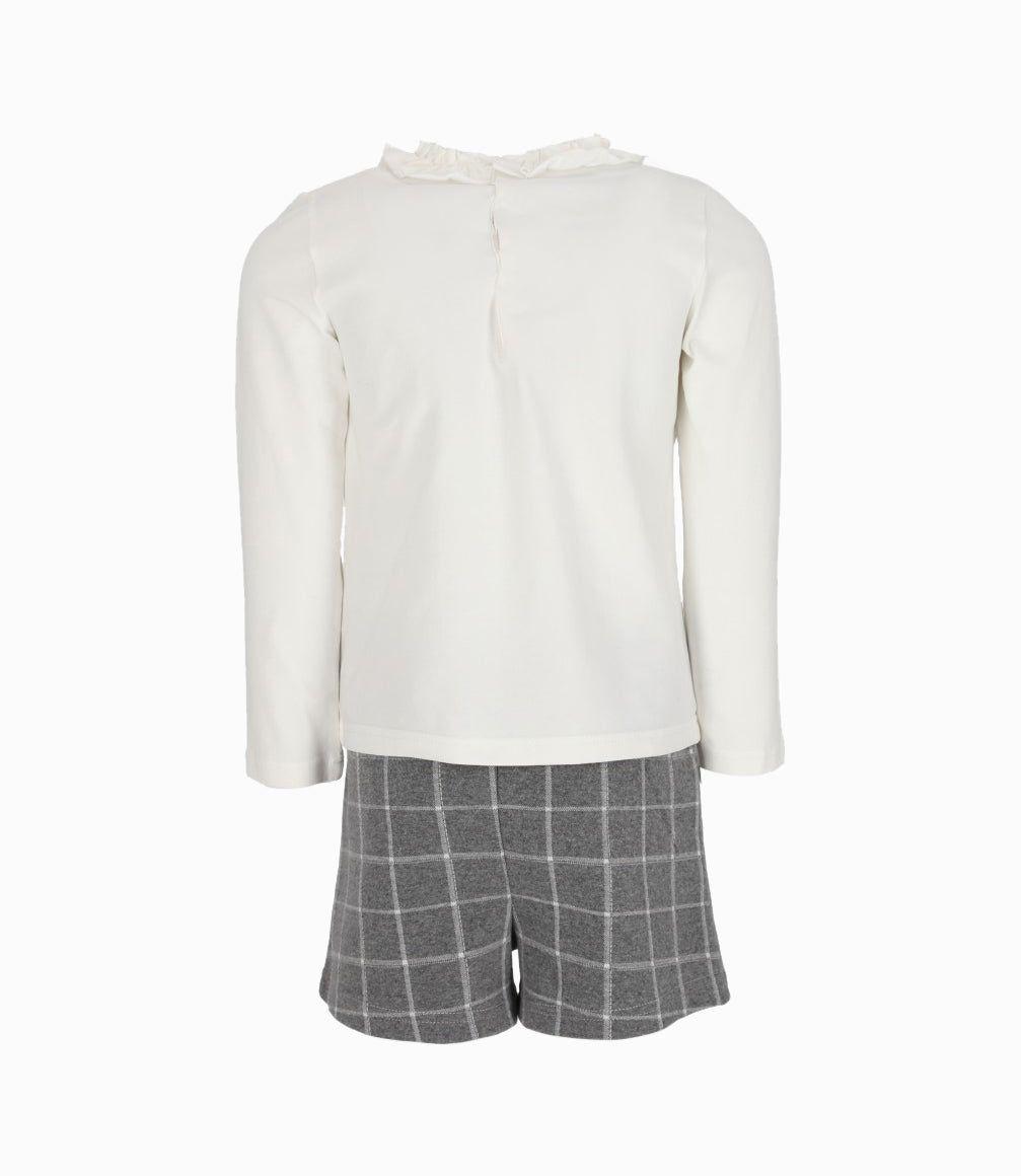 Conjunto niña de polera y shorts gris Limonada-1