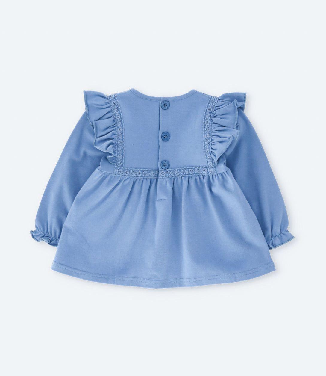 Conjunto bebé con vuelos bordados celeste Limonada-3