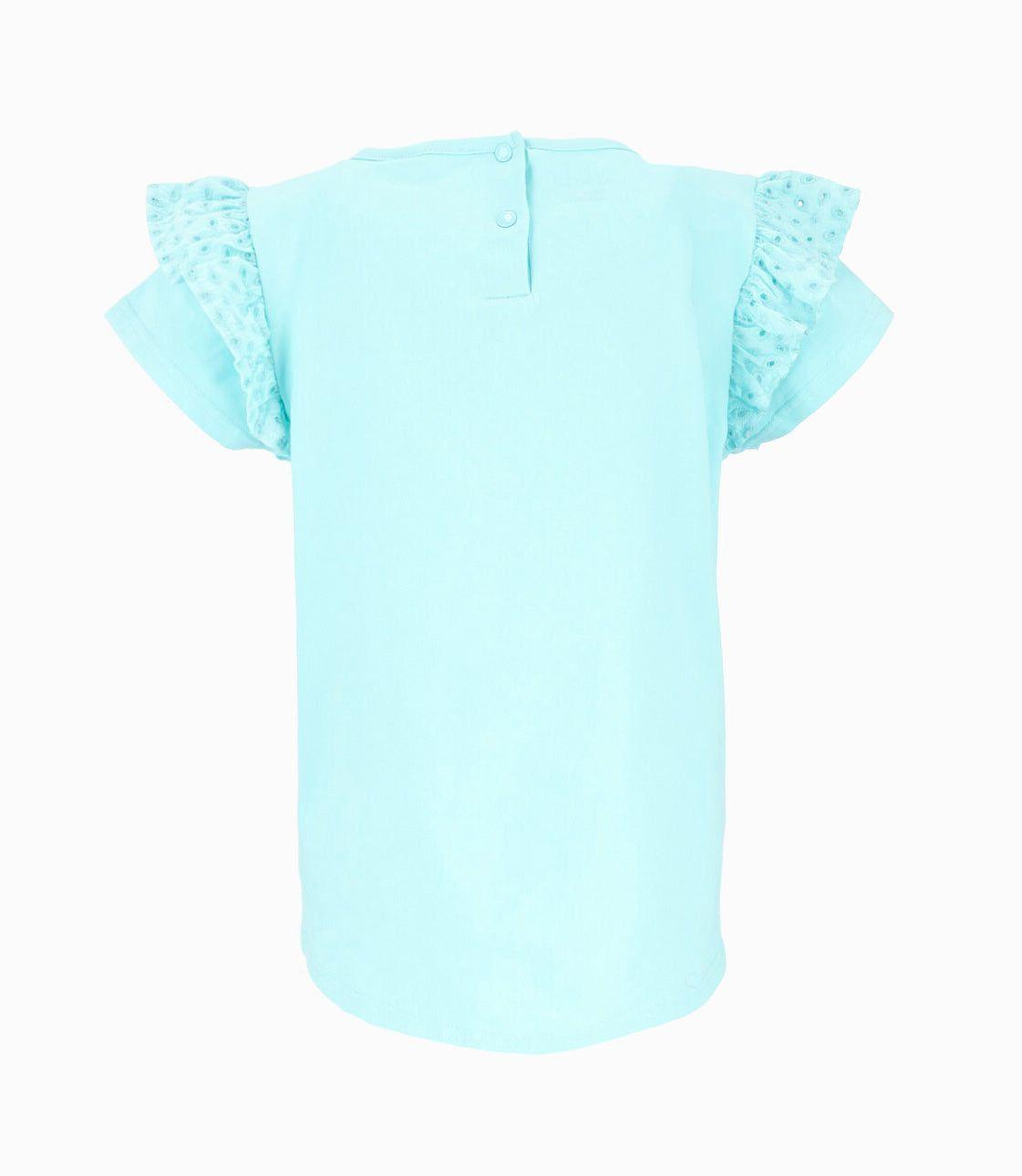 Polera manga corta niña con vuelos turquesa 4 Kids-2