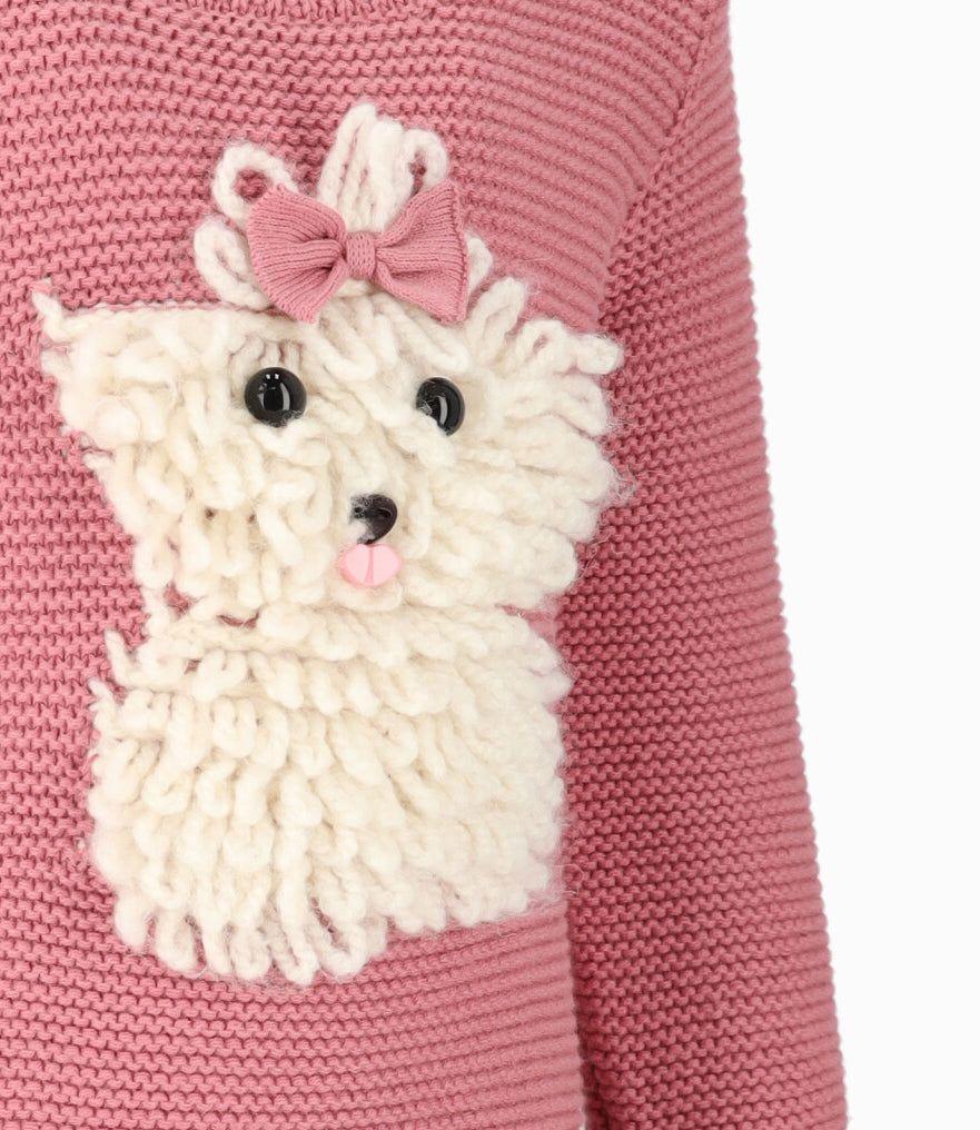 Chaleco niña con perrito coral Limonada-2