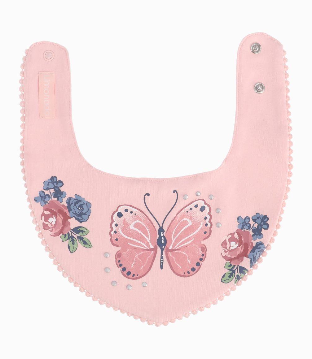 Pack Babero Recién Nacida Flores y Mariposas Limonada Rosado-2