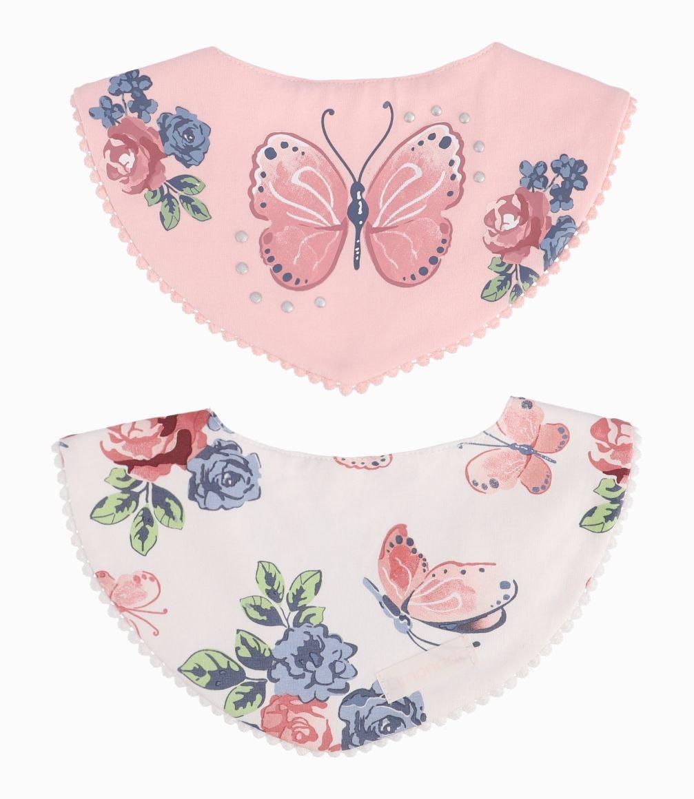 Pack Babero Recién Nacida Flores y Mariposas Limonada Rosado-4