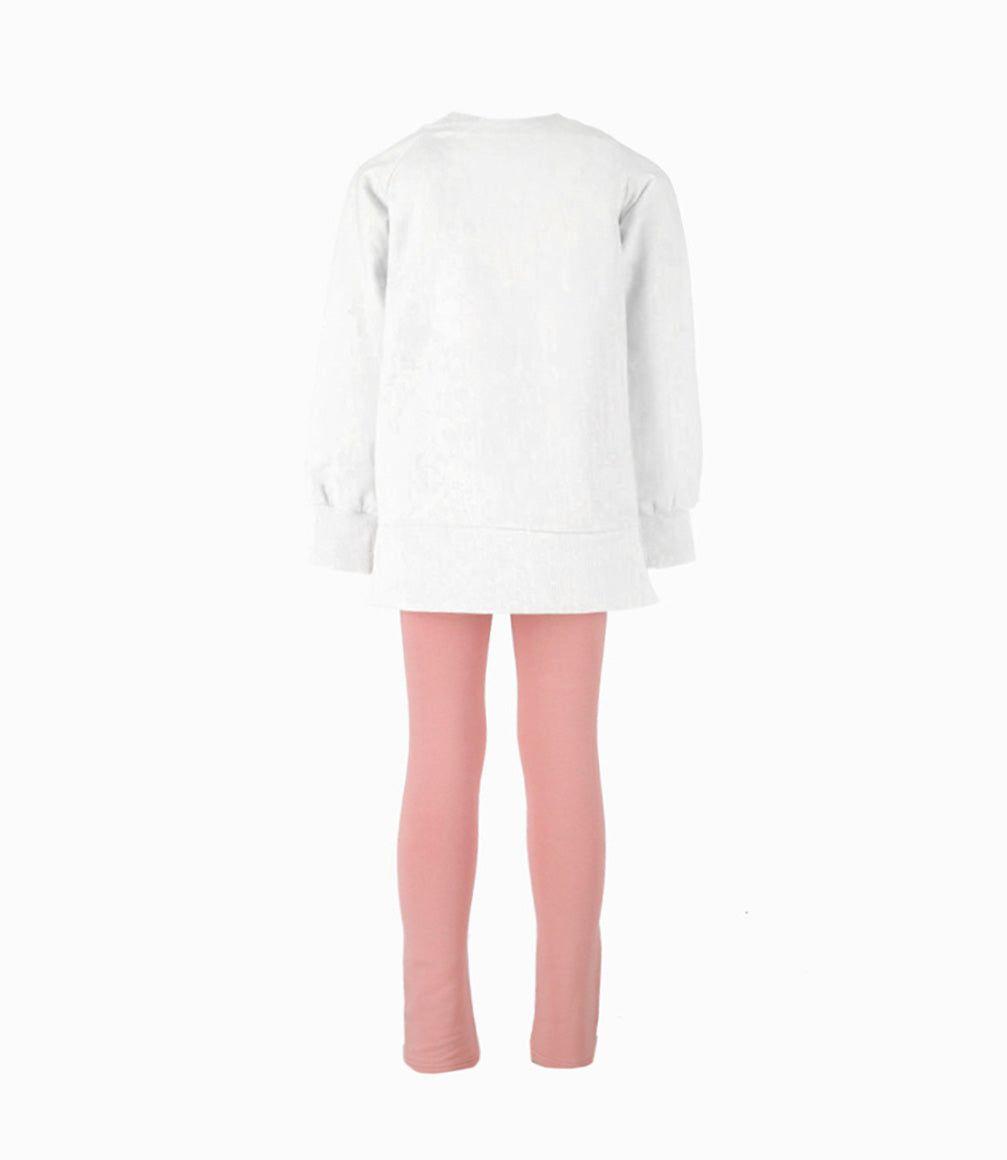 Conjunto niña de polerón y calzas blanco Limonada-3