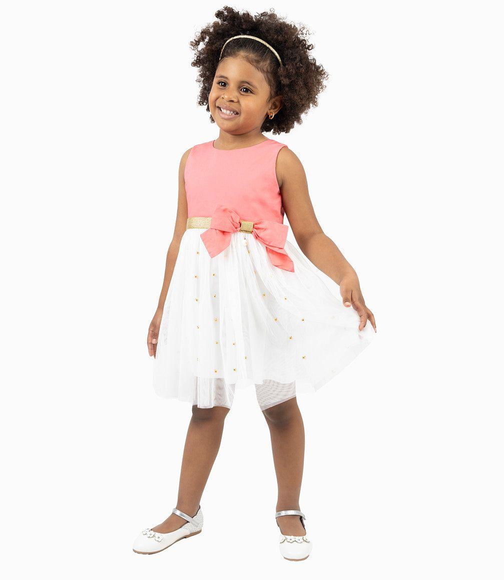 Vestido Niña Con Tull Coral-3