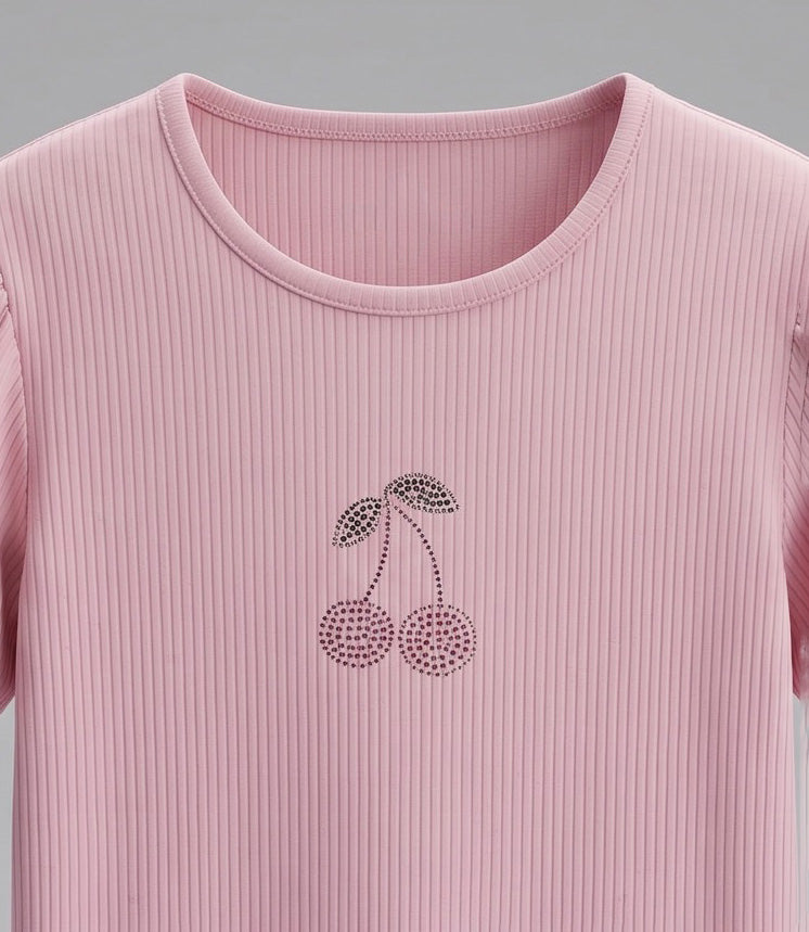 Polera manga corta niña cherry L11021270202 rosado Limonada-3