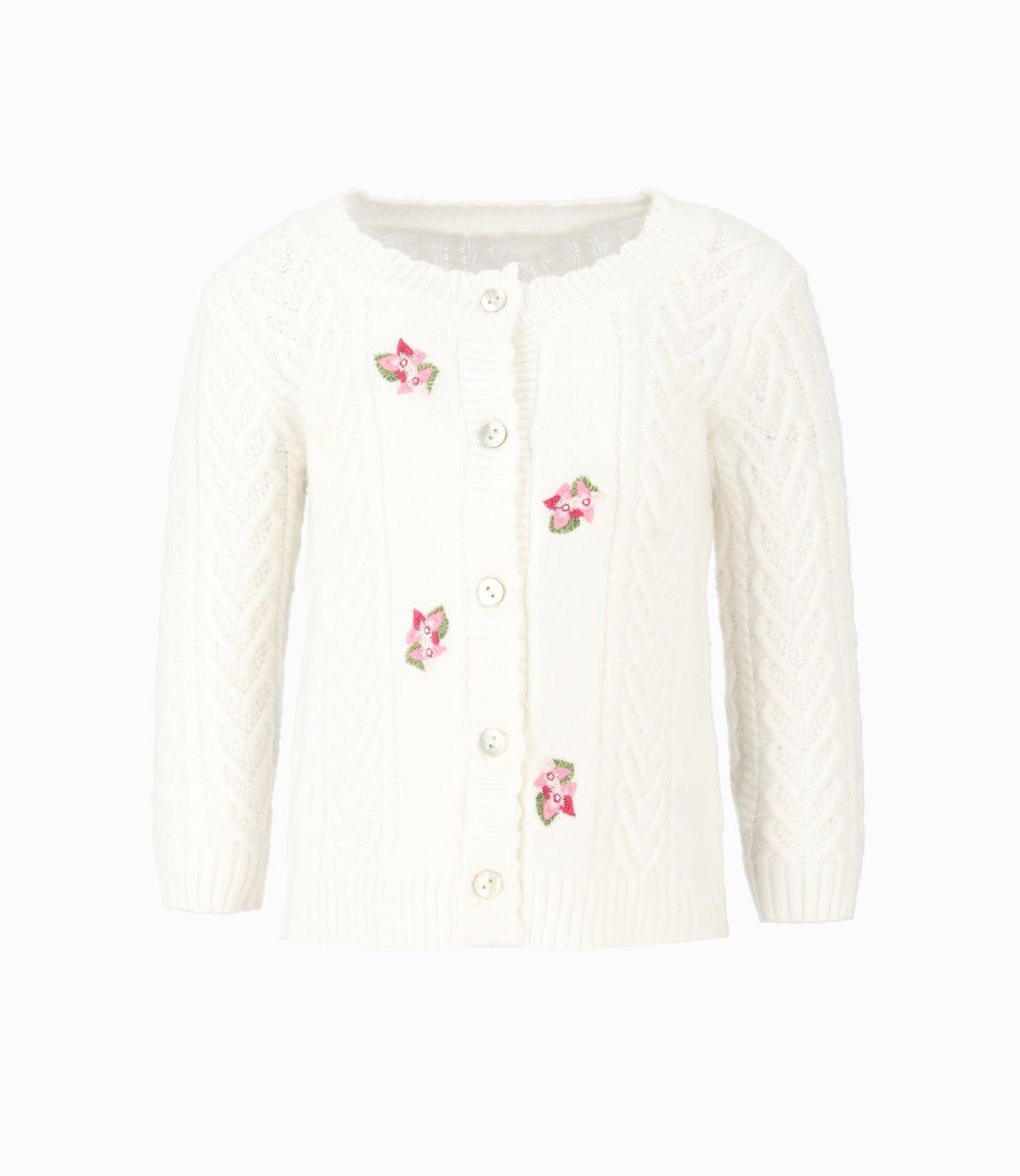 Chaleco bebé tejido con flores bordadas Blanco Limonada-0