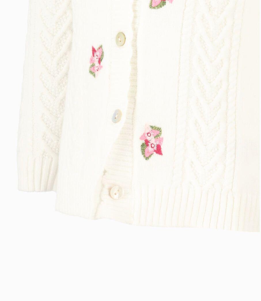 Chaleco bebé tejido con flores bordadas Blanco Limonada-2