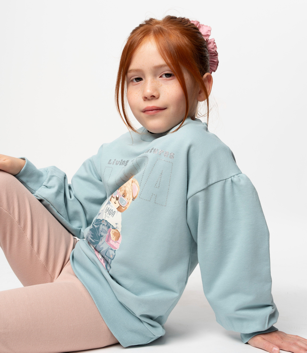 Conjunto niña con oso turquesa Limonada-0