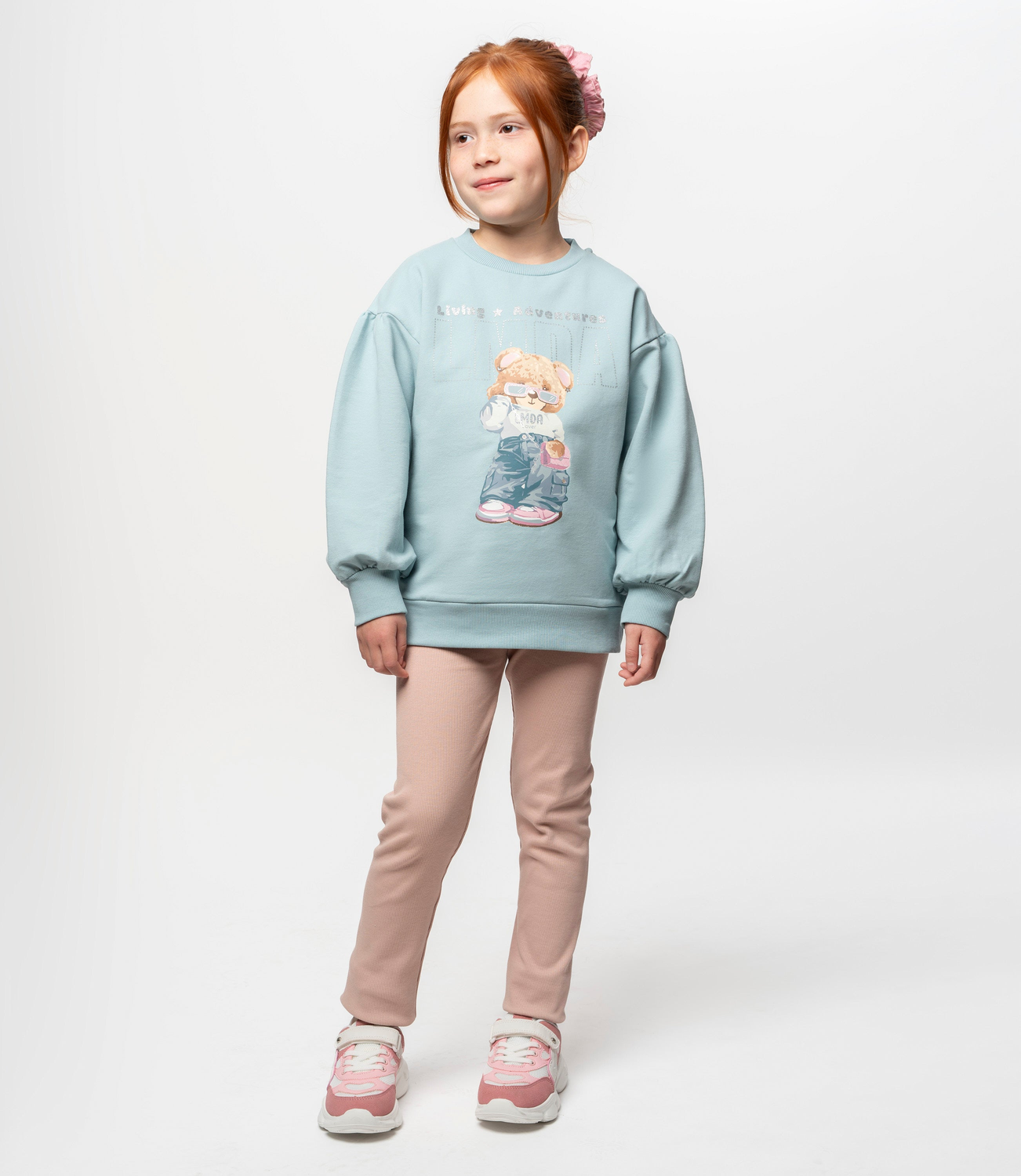 Conjunto niña con oso turquesa Limonada-1