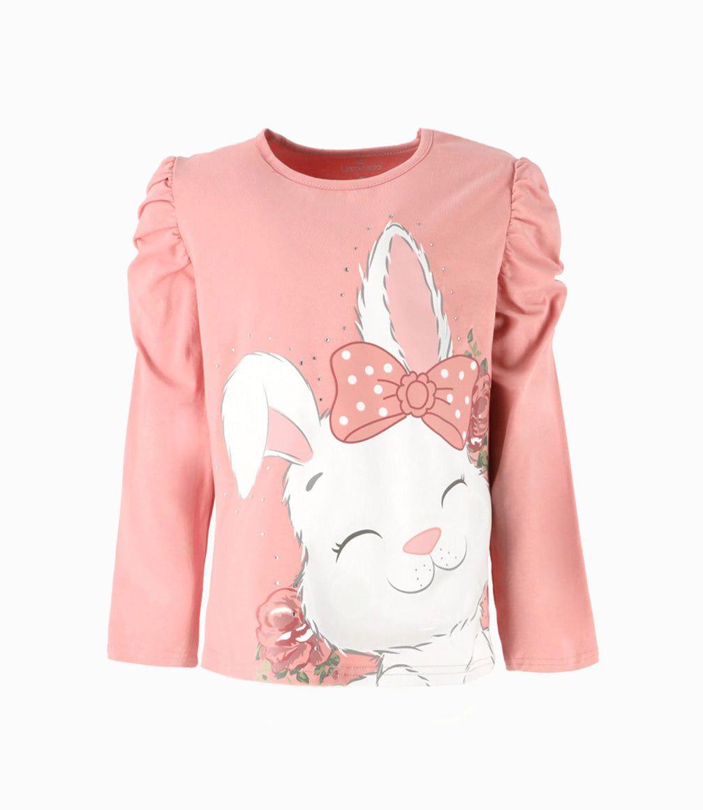 Polera niña con conejo palo rosa Limonada-0