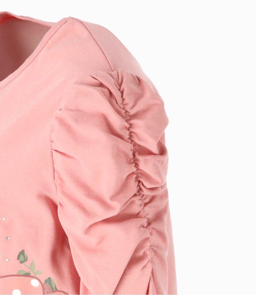 Polera niña con conejo palo rosa Limonada-2