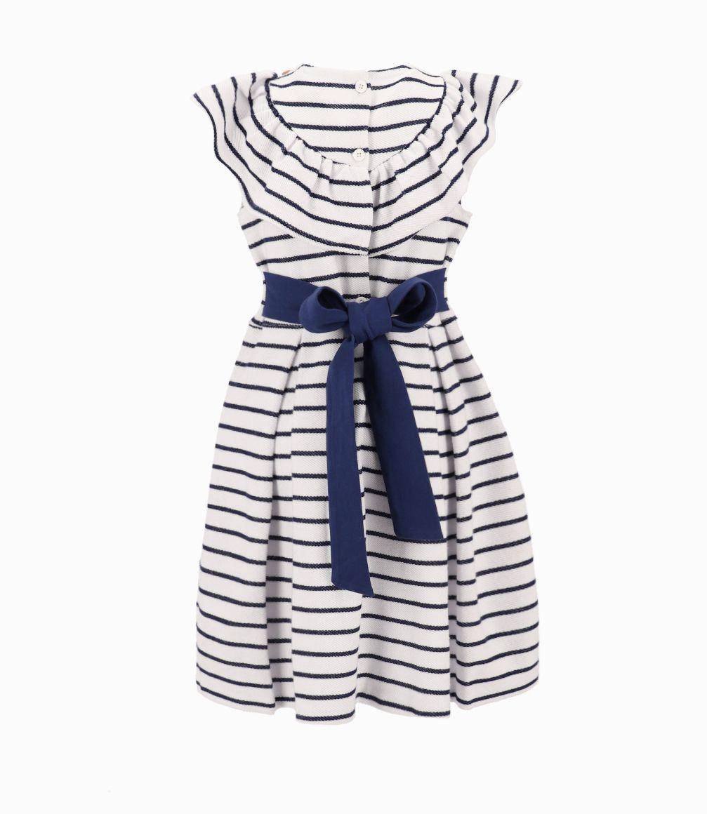 Vestido Niña Con Vuelos Azul Marino-3