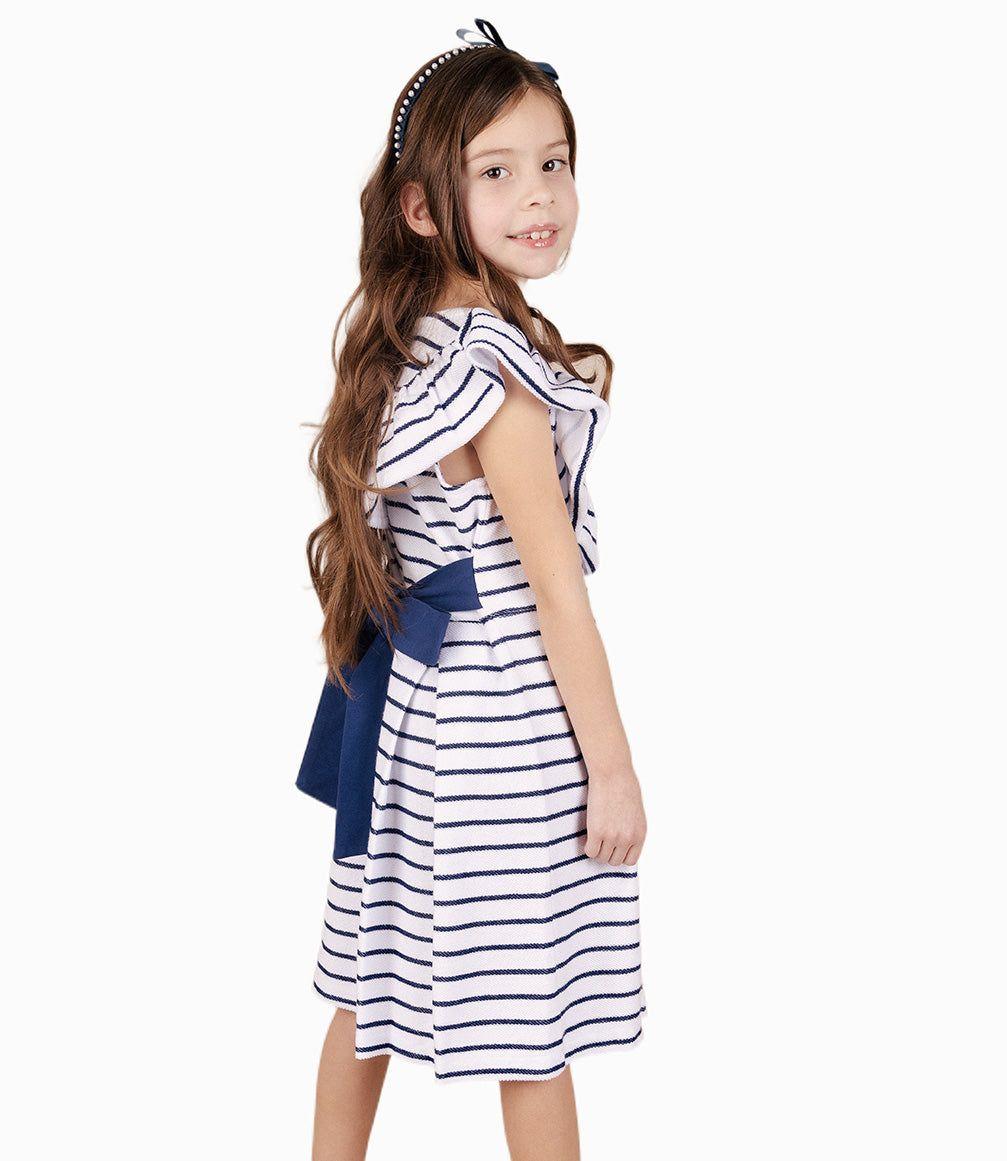Vestido Niña Con Vuelos Azul Marino-5
