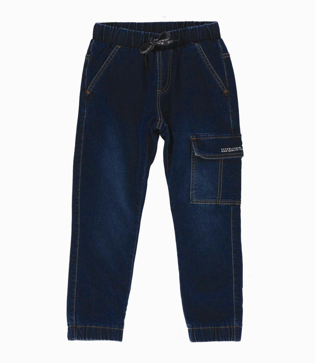 Jeans niño cargo denim azul Black and Blue-0