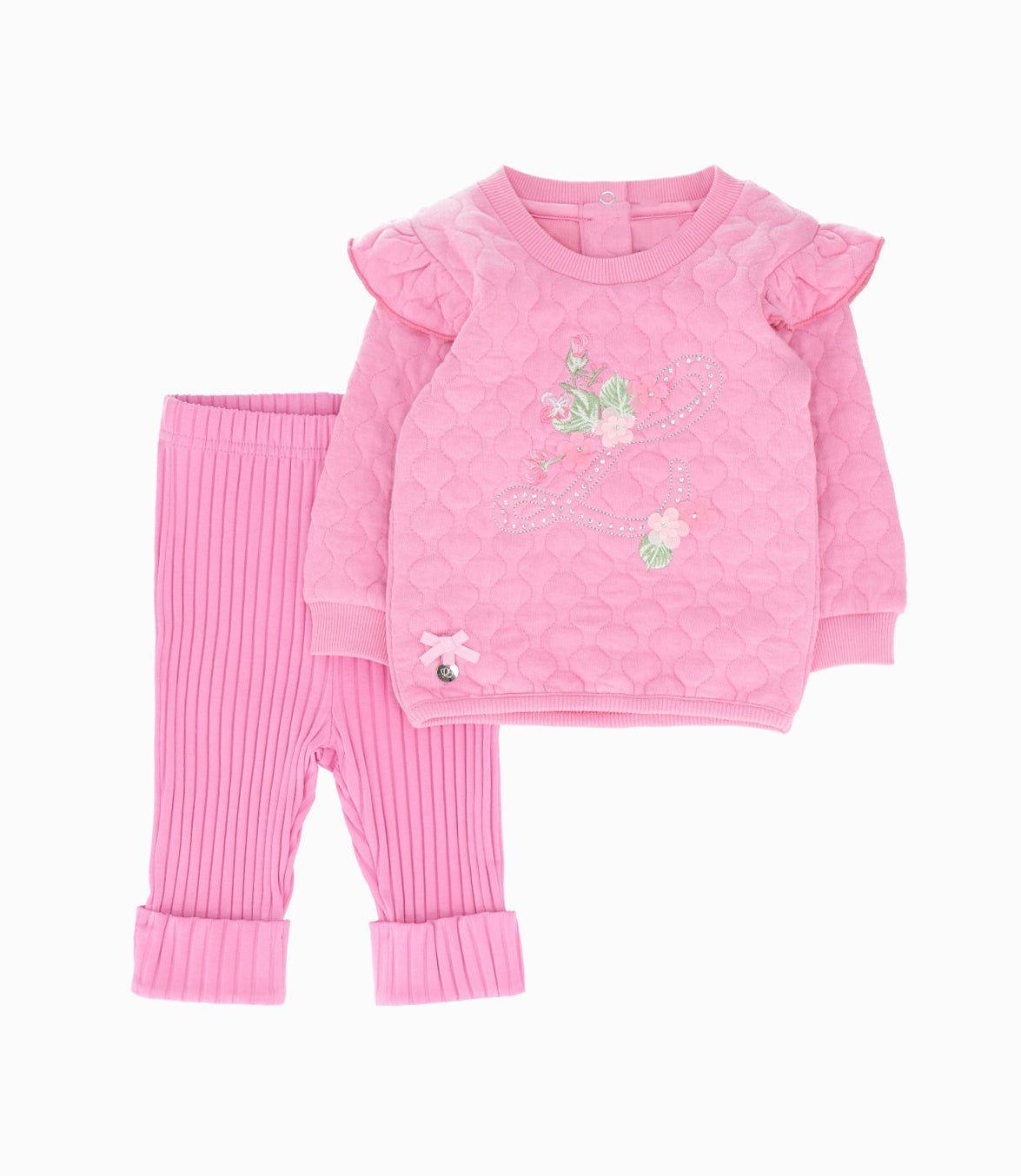 Conjunto recién nacida De polerón y calzas Coral Limonada-0