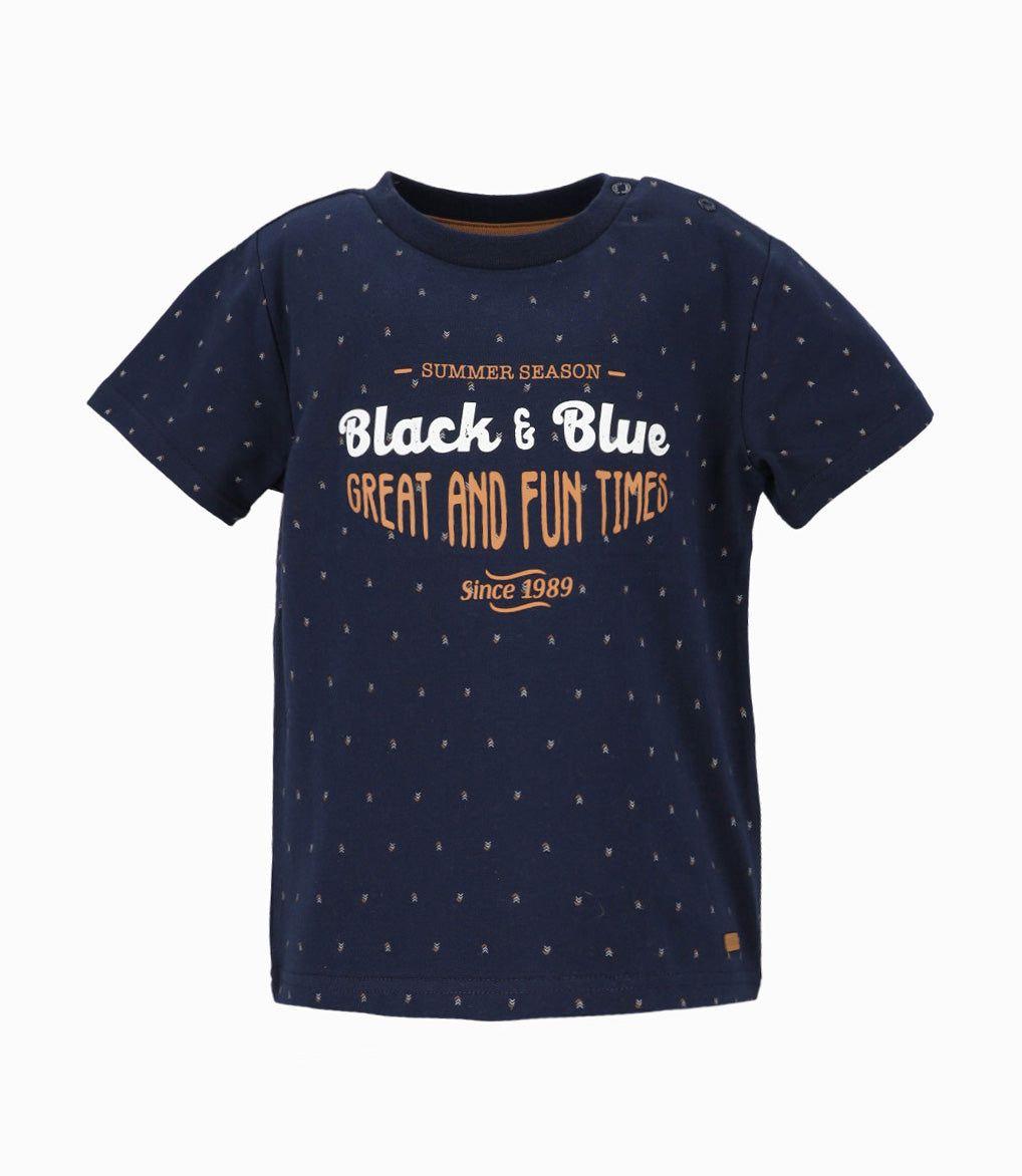 Polera manga corta bebé con diseño estampado Black and Blue-0
