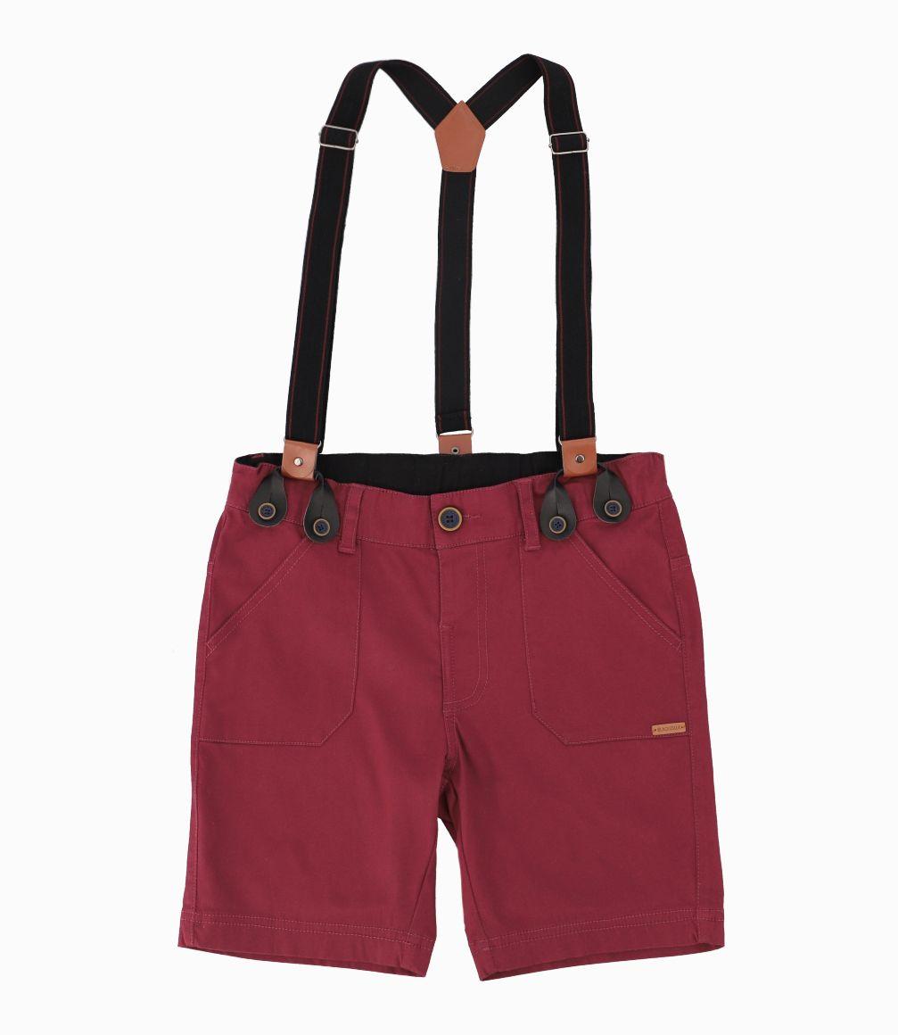 Bermuda Niño Con suspensores y bolsillo Black and Blue Burdeo-0