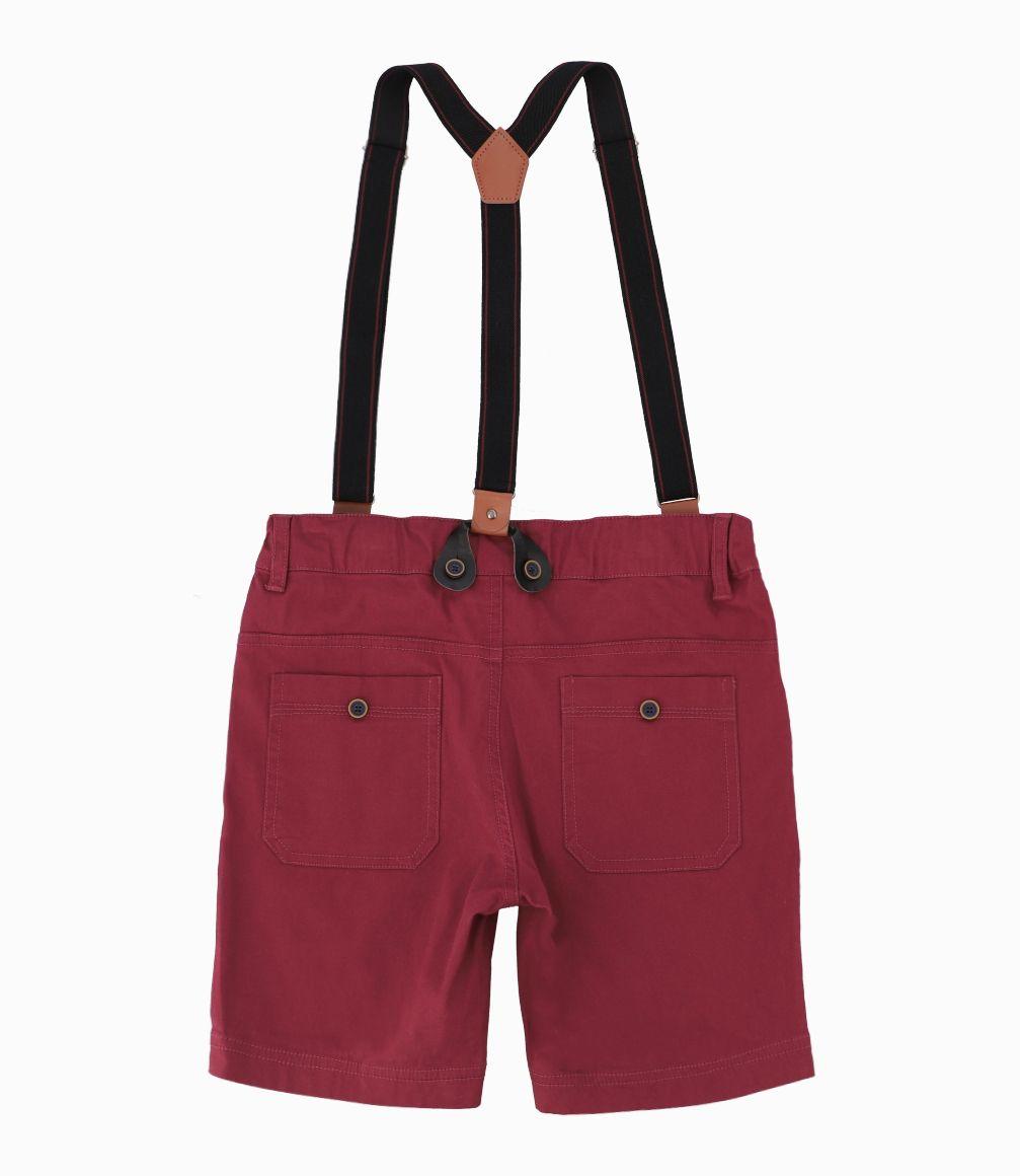 Bermuda Niño Con suspensores y bolsillo Black and Blue Burdeo-2