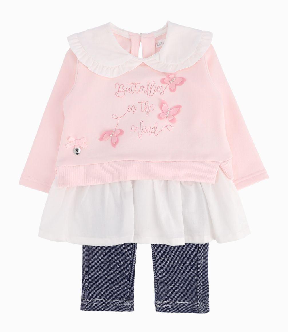 Conjunto Bebé Niña Con Mariposas Limonada Rosado-0