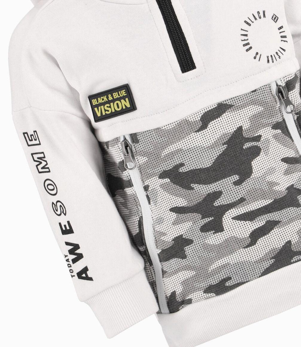 Polerón De Medio Cierre Bebé Niño Blanco Black and Blue-2