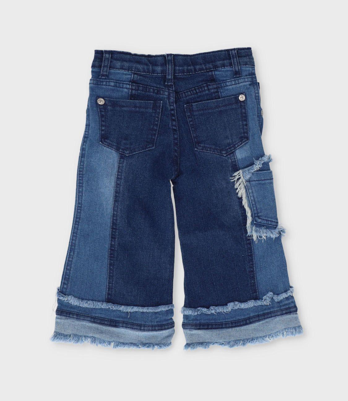 Jeans bebé aplicación de flores azul Limonada-1