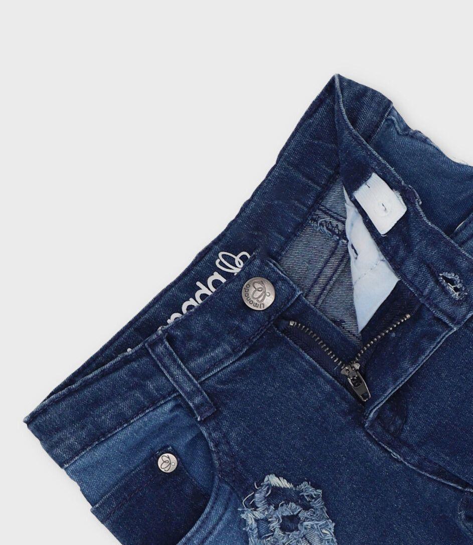 Jeans bebé aplicación de flores azul Limonada-2