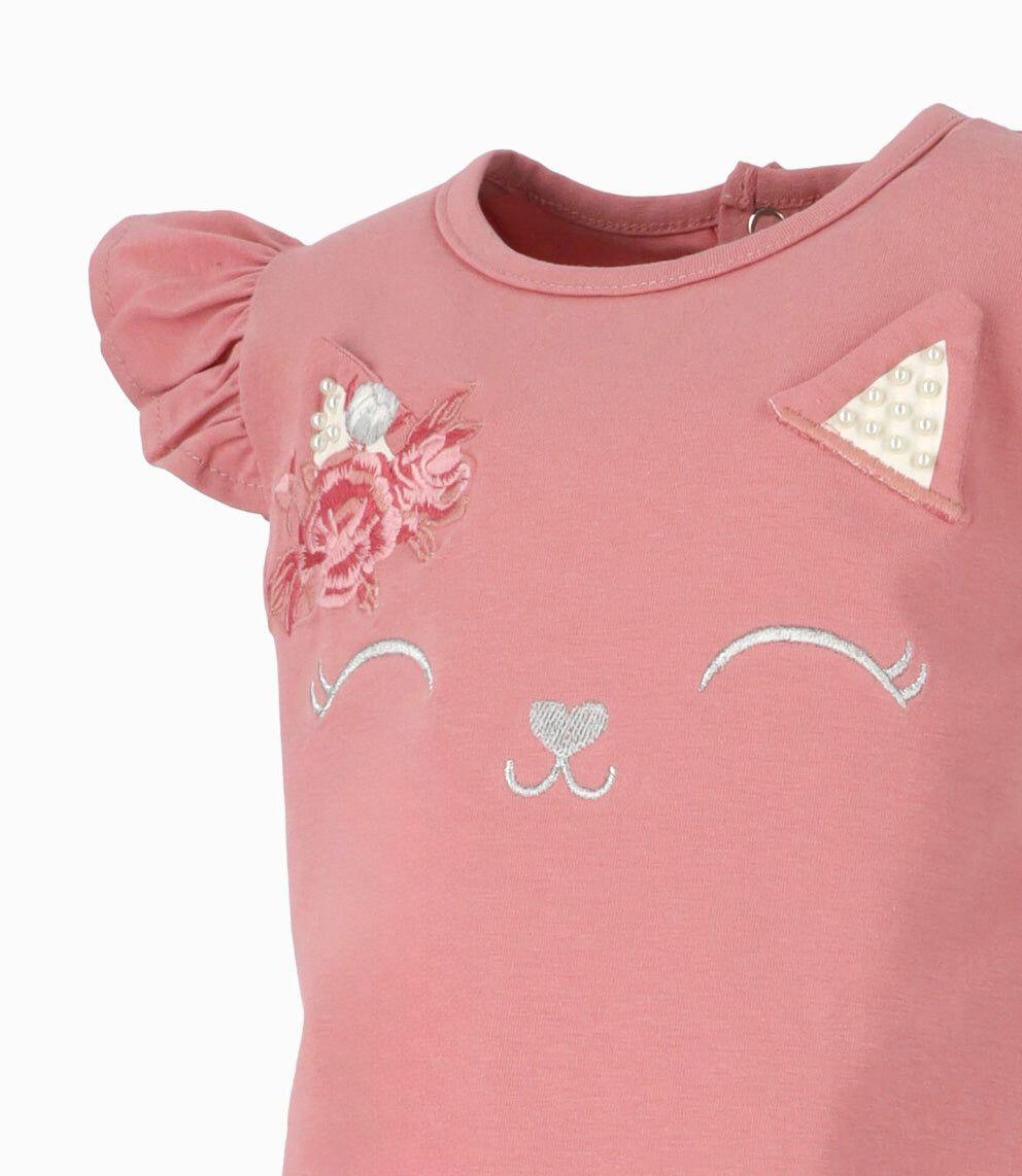 Polera manga corta bebé con gato palo rosa Limonada-2