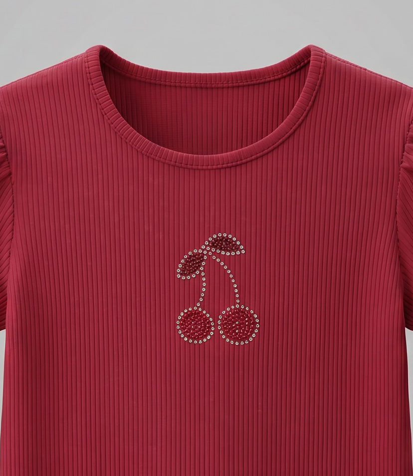 Polera manga corta niña  L11021270288 frambuesa Limonada-3