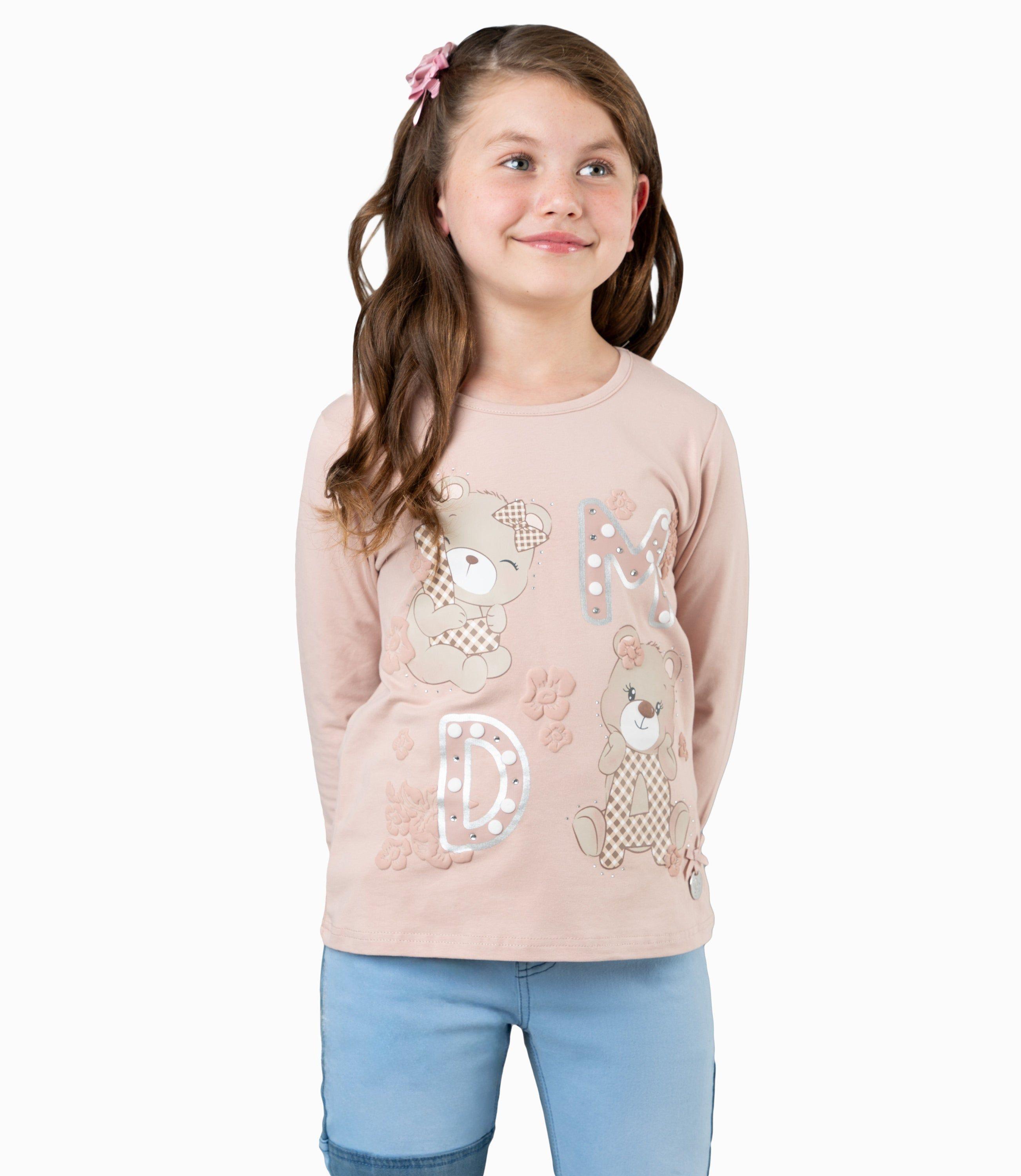 Polera niña con osos beige Limonada-0