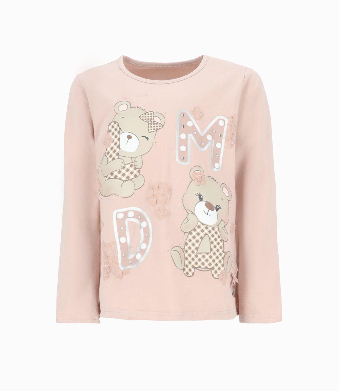 Polera niña con osos beige Limonada-1