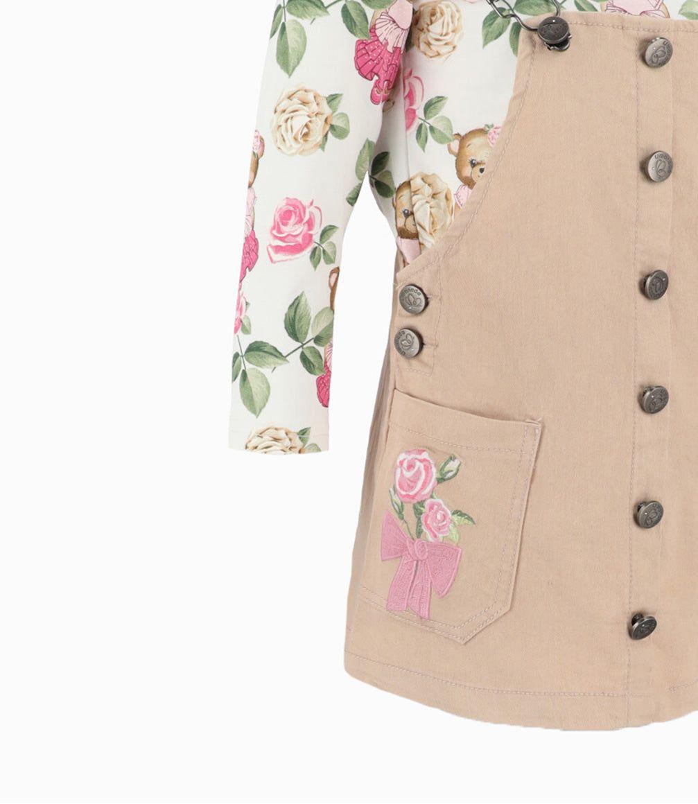 Vestido niña jardinera beige Limonada-2