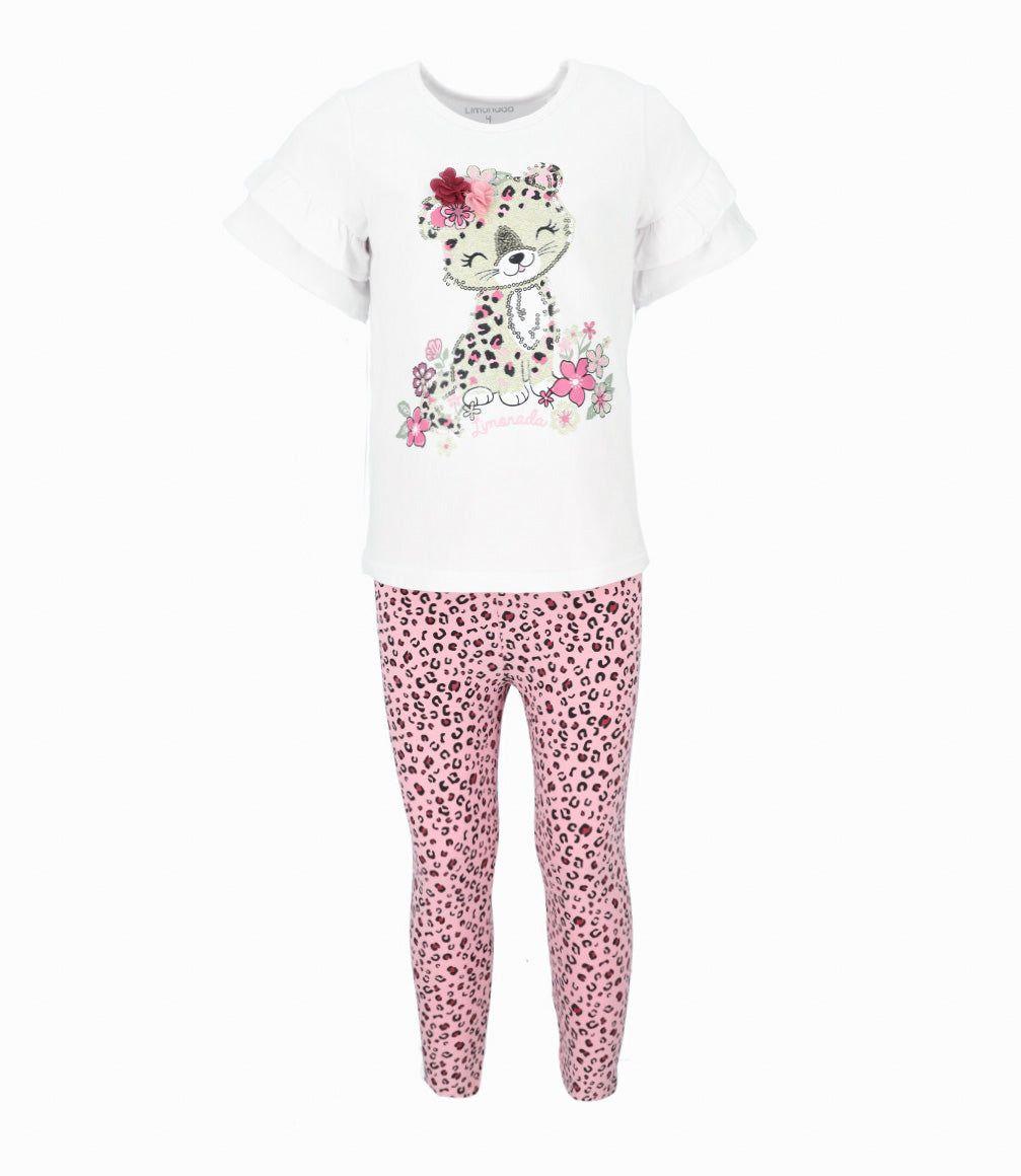 Conjunto niña animal print blanco Limonada-0
