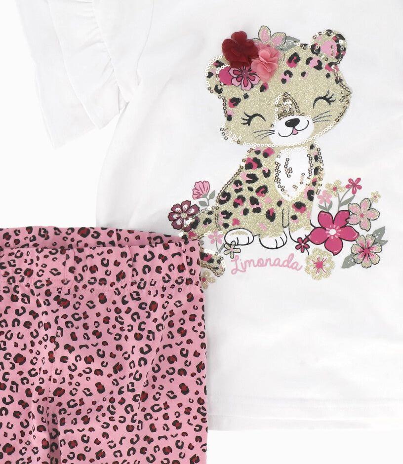 Conjunto niña animal print blanco Limonada-3