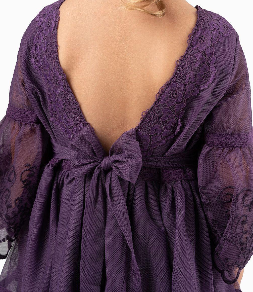 Vestido Niña Ocasión Con Lazo Morado-1