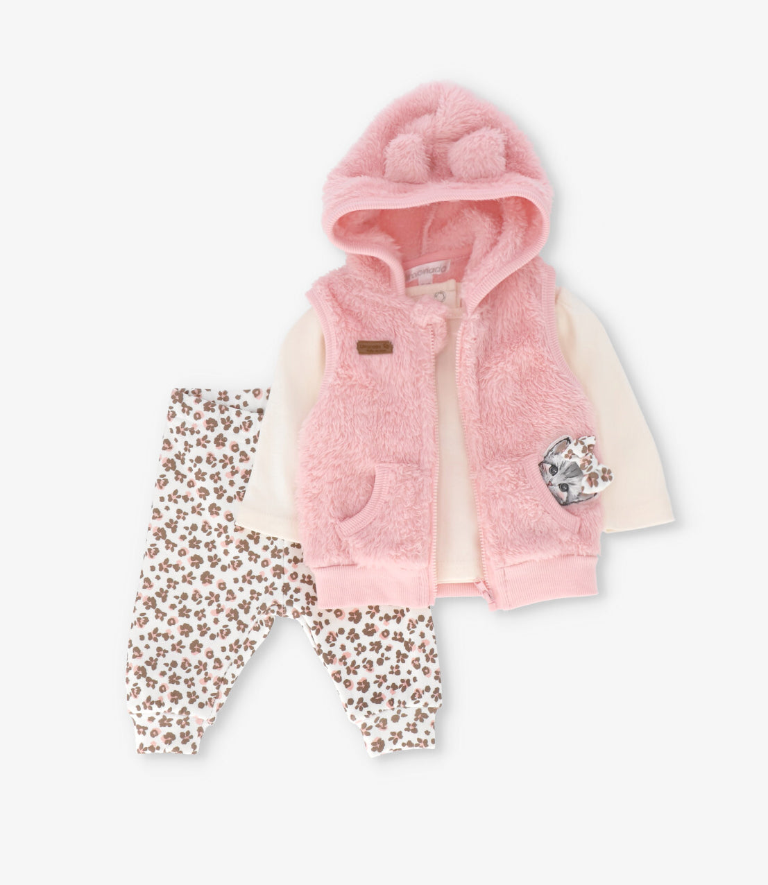 Conjunto recién nacida animal print rosado Limonada-0