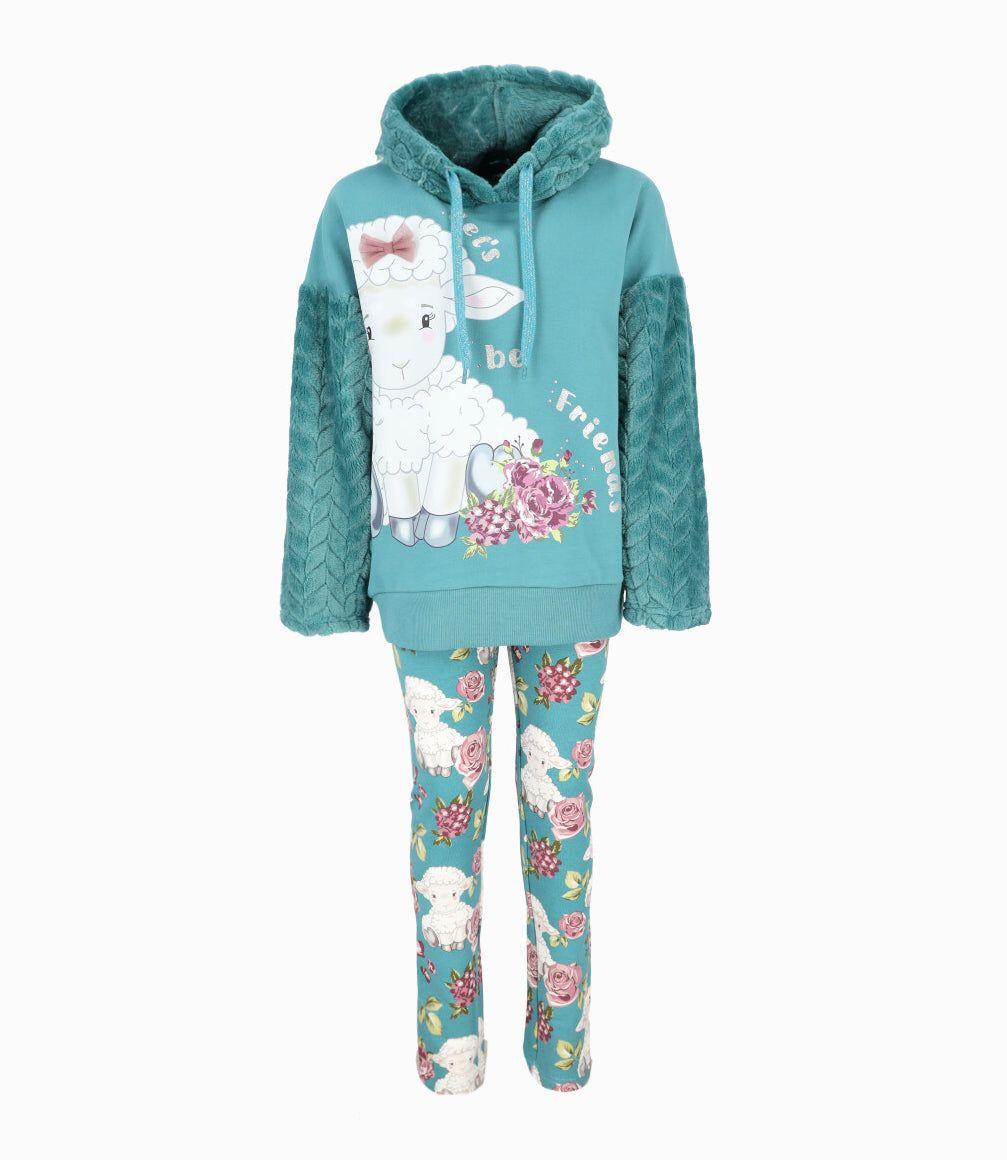 Conjunto niña con oveja petróleo Limonada-0