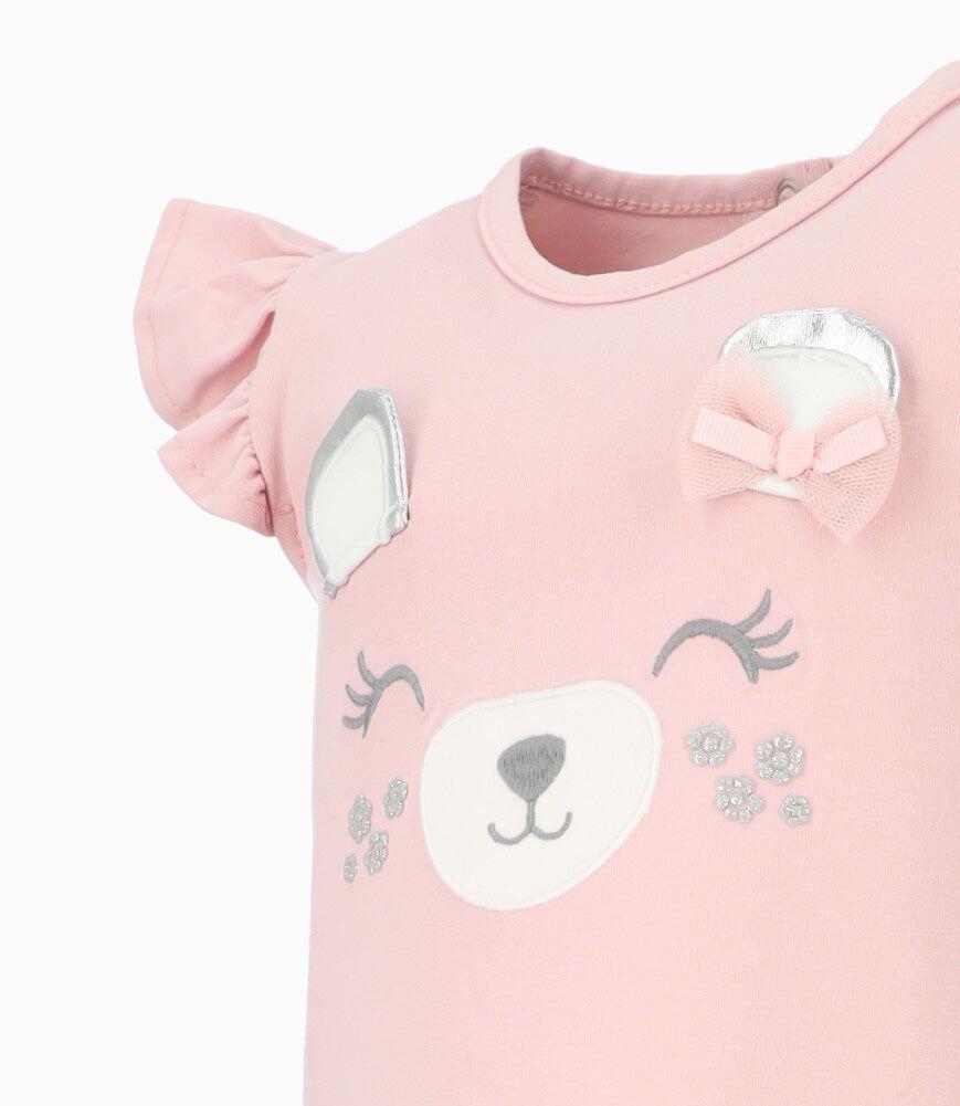 Polera manga corta bebé con vuelos rosado Limonada-2