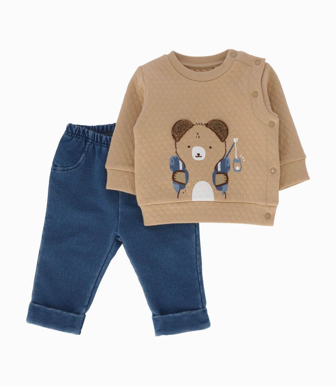 Conjunto recién nacido con osito cafe 4 Kids-0
